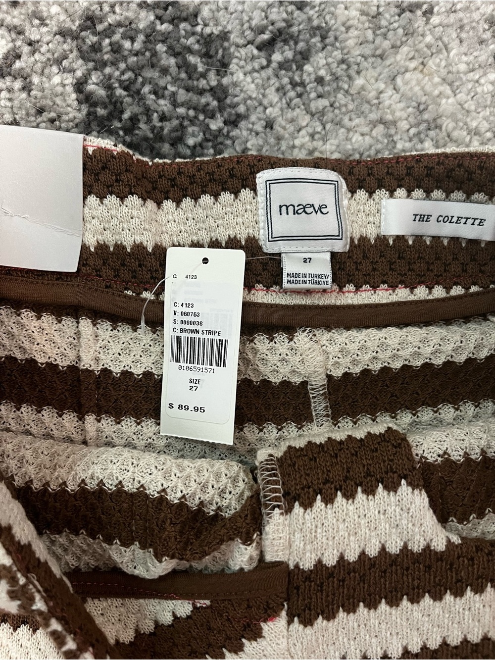 Maeve Brown and Cream Striped Knit Sweater